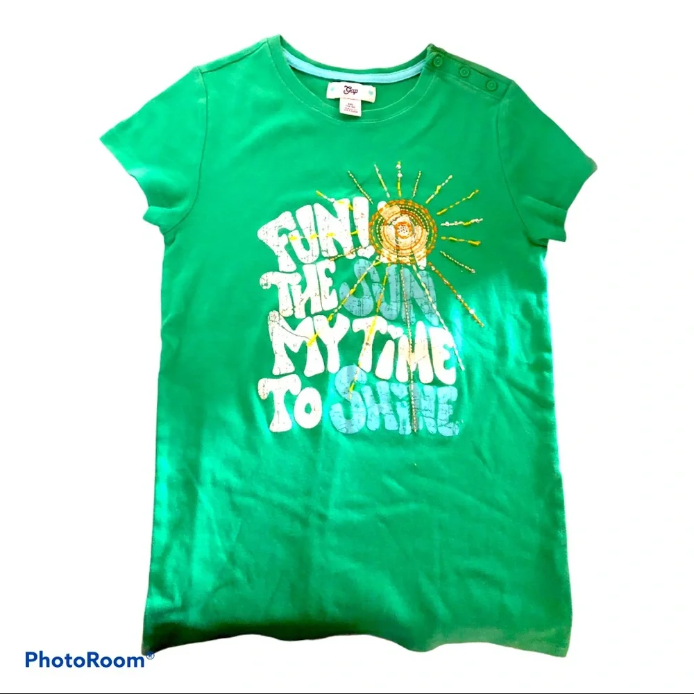 Gap Fun‎ in the Sun My Time to Shine Green Hippie Tee XXL